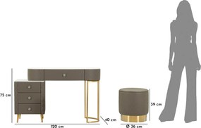 BED DESK SHARON GREY WITH STOOL CM 120X40X75 (STOOL SIZE Ø36X39)