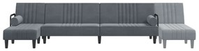 Sofá-cama em forma de L 260x140x70 cm veludo cinzento-escuro