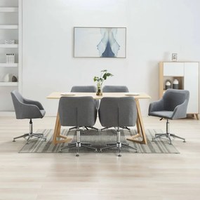 vidaXL Cadeiras de jantar giratórias 6 pcs tecido cinzento-claro