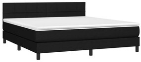 Cama box spring c/ colchão e LED 160x200 cm tecido preto