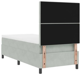 Cama Box com Colchão vidaXL Cinza Claro 100x200 cm Veludo