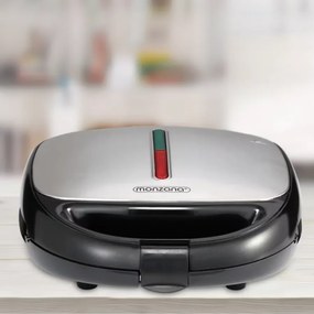 Grelhador de contacto 3 em 1 de 800 W, 23 x 22 x 10 cm Preto + Prateado