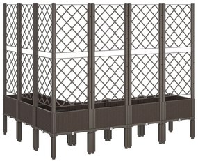 Vaso/floreira de jardim c/ treliça 160x120x142 cm PP castanho