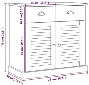 Aparador com gavetas VIGO 78x40x75 cm pinho maciço cinzento