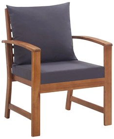 4 pcs conjunto lounge de jardim c/ almofadões acácia maciça