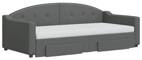 Sofá-cama c/ gavetão e gavetas 90x190 cm tecido cinzento-escuro