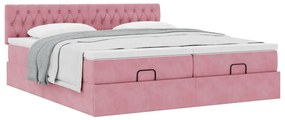 Estrutura de cama otomana com colchões 180x200 cm veludo rosa