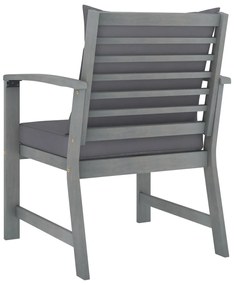 Cadeiras jardim 2 pcs c/ almofadões cinza-escuro acácia maciça