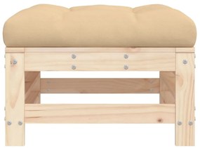 Apoios de pés p/ jardim c/ almofadões 2 pcs pinho maciço