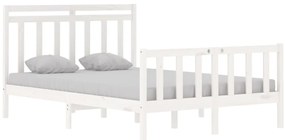 Estrutura de cama casal 135x190 cm madeira maciça branco