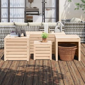 4 pcs conjunto de caixas de jardim madeira de pinho maciça