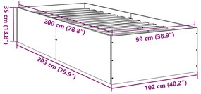 Estrutura cama 100x200 cm derivados de madeira cinzento sonoma