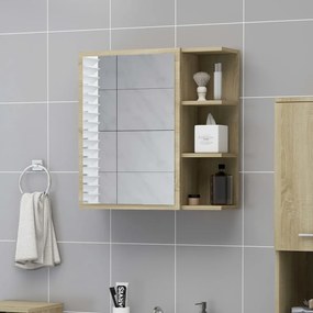 Armário casa banho c/ espelho 62,5x20,5x64cm contrapl. carvalho