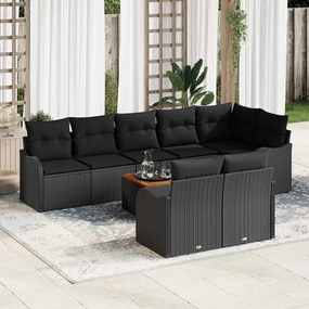 vidaXL Conjunto de Sofá de Jardim com almofada 9 pcs Preto vime PE