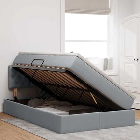 vidaXL Cama com arrumação e colchão Cinzento-claro 120 x 190 cm