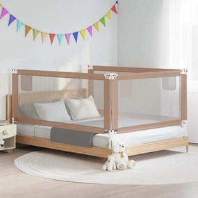 10224 vidaXL Barra segur. p/ cama infantil tecido 200x25cm cinza-acastanhado