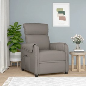 vidaXL Poltrona elevatória tecido cinzento-acastanhado