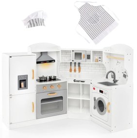 Cozinha de Brincar para crianças a partir dos 3 anos com som, luzes, exaustor, frigorífico, micro-ondas, forno, lava-louças, máquina de lavar e acessó