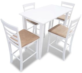 271832 vidaXL Consola de mesa branca e conjunto de 4 cadeiras de bar