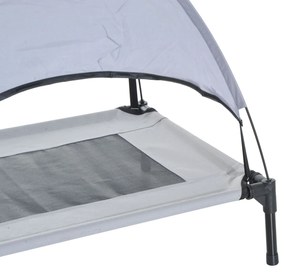 Cama portátil elevada para animais de estimação com toldo removível tecido respirável para interior e exterior 76x61x76 cm cinza