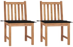 vidaXL Cadeiras de jardim c/ almofadões 2 pcs teca maciça