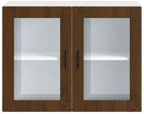 Armário de parede cozinha porta vidro Porto carvalho castanho