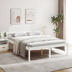 Estrutura de cama 160x200 cm pinho maciço branco