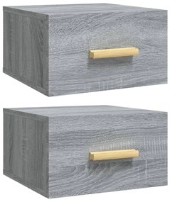 Mesas de cabeceira de parede 2 pcs 35x35x20 cm cinzento sonoma