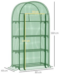 Outsunny Estufa de Jardim com 4 Prateleiras Metálicas Porta Enrolável