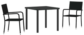 Conjunto com 3 mesas para jardim , pretas, em rattan sintético.