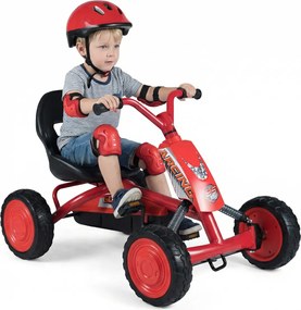 Kart a pedais para crianças com assento ajustável em 2 posições para crianças dos 3 aos 8 anos Capacidade de carga de 30 kg vermelho