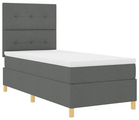 Cama Box Spring com Colchão e LED Cinza Escuro 80x200 cm Tecido