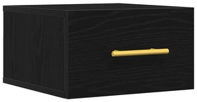 Criado-mudo Wall-Mounted Carvalho Preto 35x35x20 cm