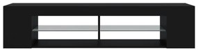 Móvel de TV com luzes LED 135x39x30 cm preto