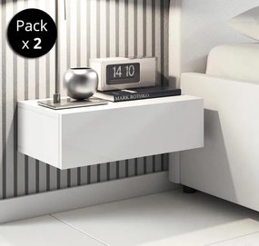 Conjunto de 2 Mesas de Cabeceira de Parede SKÖLD - Branco - Design Mod