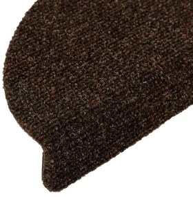 Tapetes escada autoadesivos 5 pcs 56x17x3 cm agulhado castanho