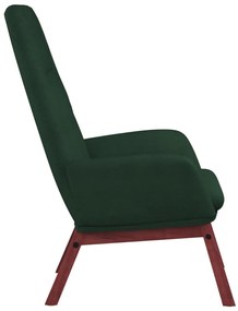 Cadeira de descanso com banco p/ pés tecido verde-escuro