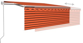 Toldo autom. LED e sensor de vento 4,5x3 m laranja e castanho