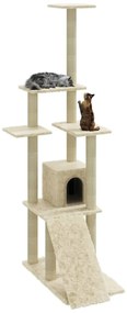 Árvore para gatos c/ postes arranhadores sisal 155 cm cor creme