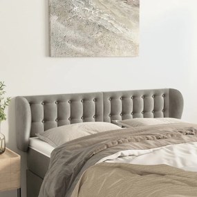 vidaXL Cabeceira de cama c/ abas veludo 147x23x78/88 cm cinzento-claro