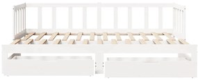 Sofá-cama com gavetão e gavetas sem colchão 90x190 cm branco