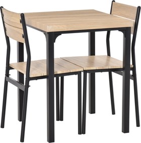 Conjunto de mesa e cadeiras para 2 pessoas, conjunto de jantar de 3 peças com 2 cadeiras encaixáveis em carvalho claro