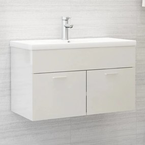 804662 vidaXL Armário lavatório 80x38,5x46 cm contraplacado branco brilhante