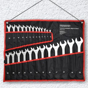 Conjunto de 25 chaves de porcas (6-32 mm) com bolsa incluída Prateado + Vermelho + Preto
