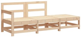 3 pcs conjunto lounge de jardim c/ almofadões madeira maciça