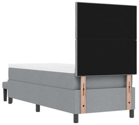 Cama Box Spring com Colchão e Banco Cinza Claro 80x200 cm Tecido