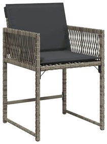 Conjunto de Jantar de Jardim com Almofadas 9 Peças Cinza Rattan Poly