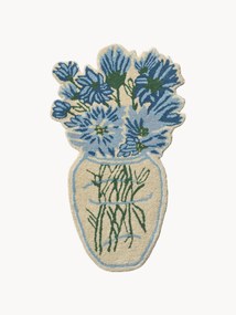 Tapeçaria de parede em lã artesanal Blue Daisy