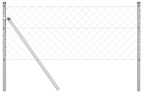 Conjunto de Postes de Cerca Prateado 0.8 x 25 m Aço Galvanizado