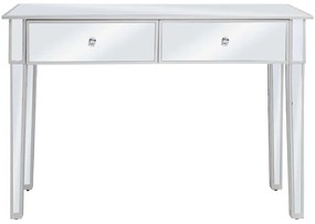 Mesa consola espelhada em MDF e vidro 106,5x38x76,5 cm